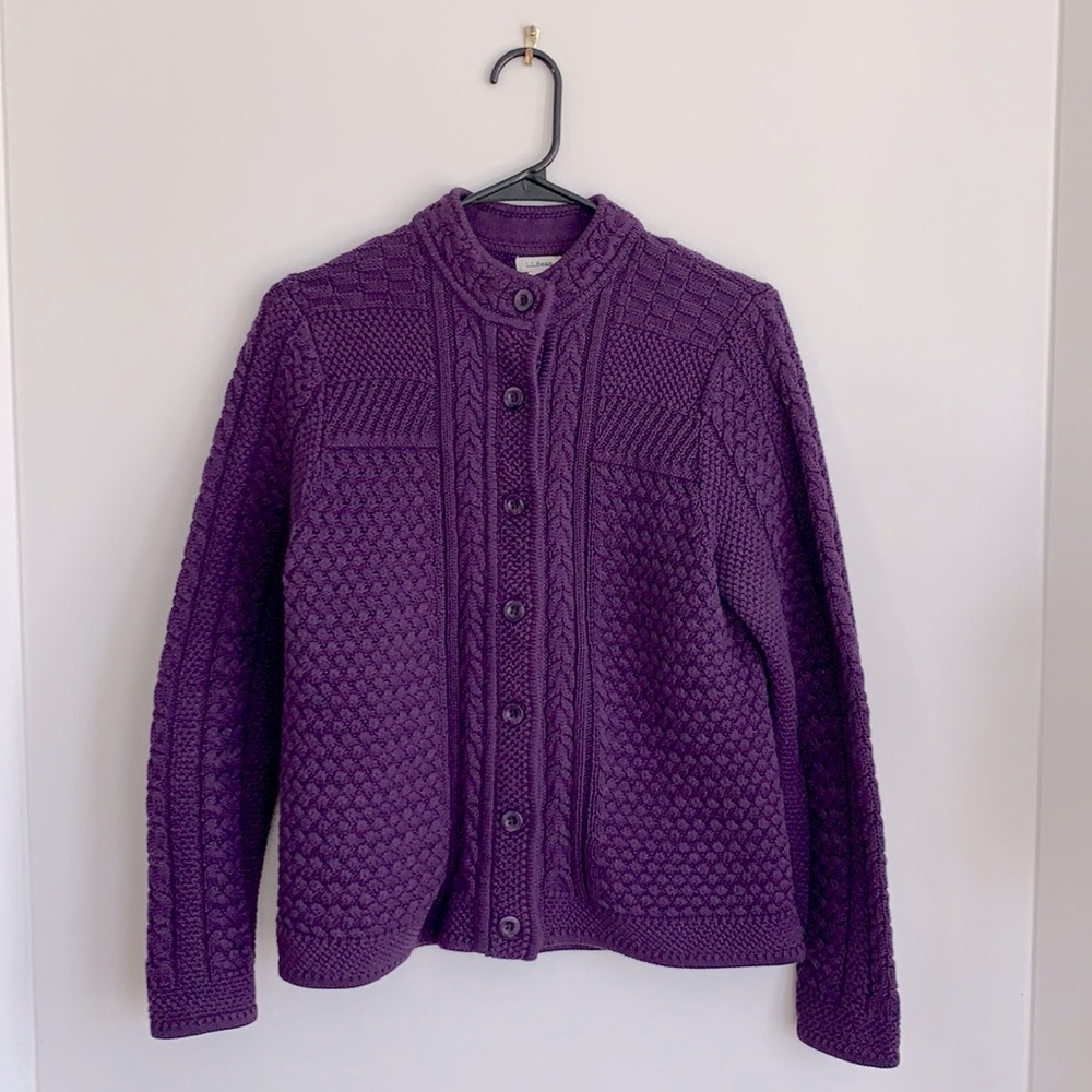 Mixed cable sweater button front cardigan